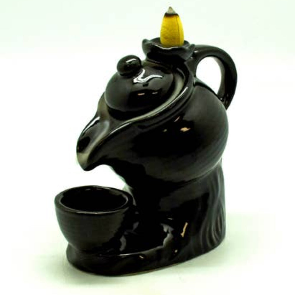 Black Ceramic Tea Pot Back Flow Incense Burner