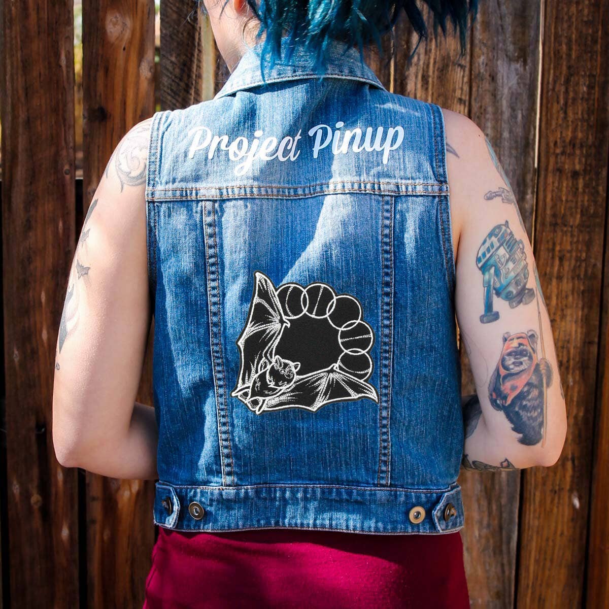 Lunar Phase Bat Iron On Patch