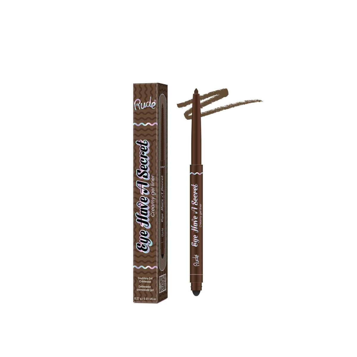 Rude Cosmetics eyebrow pencil with packaging on a white background