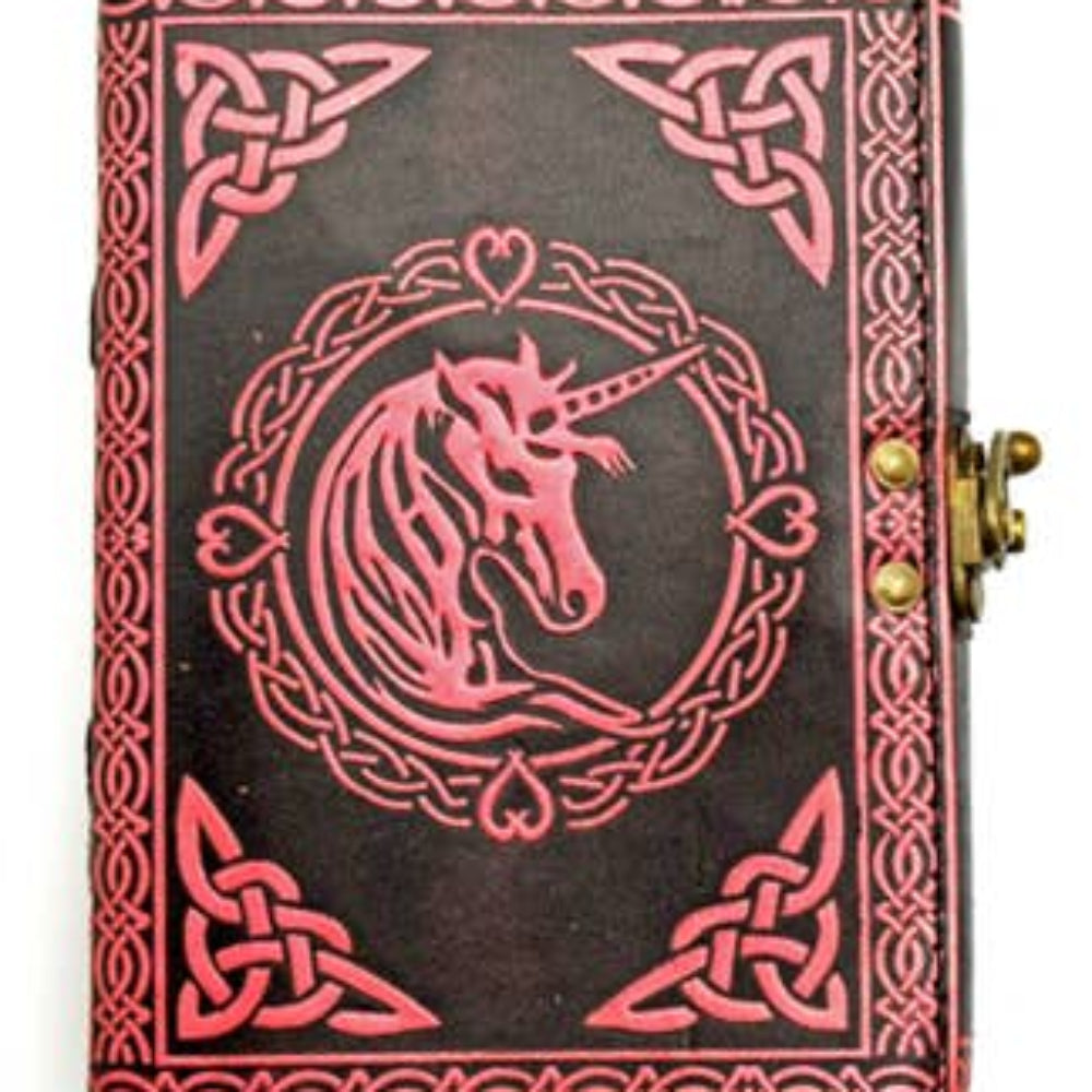 Pink Unicorn Embossed Leather Journal