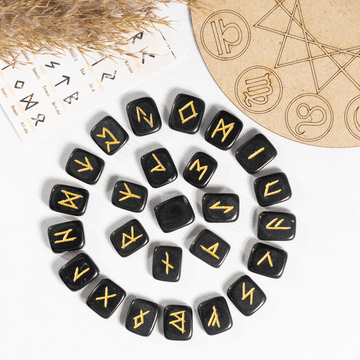 Futhark Rune Set Black Jasper