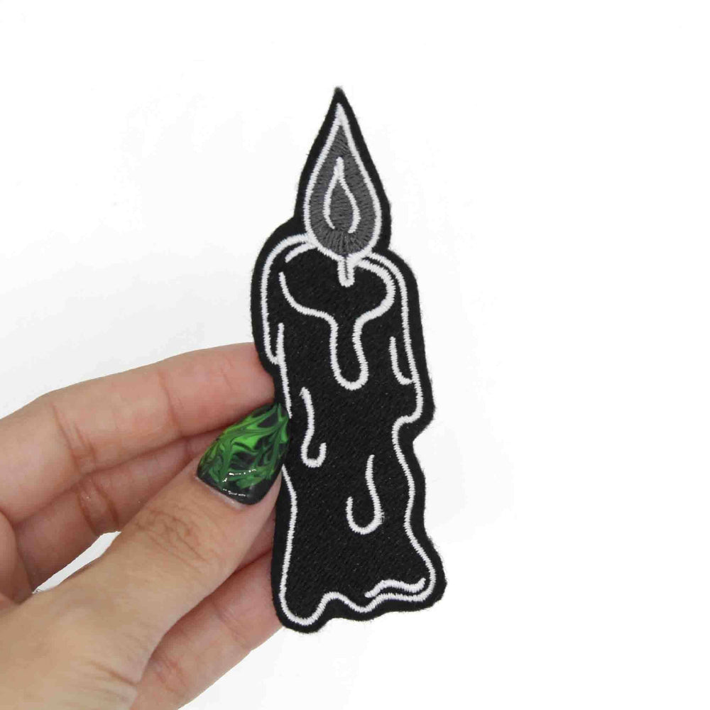 Black Flame Candle Iron On Patch