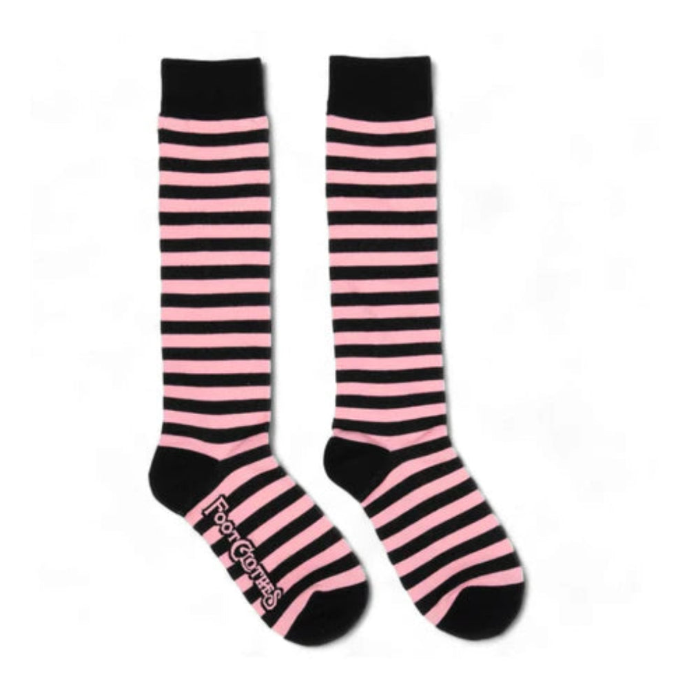 Bubblegum Pink and Black Stripes Knee High Socks