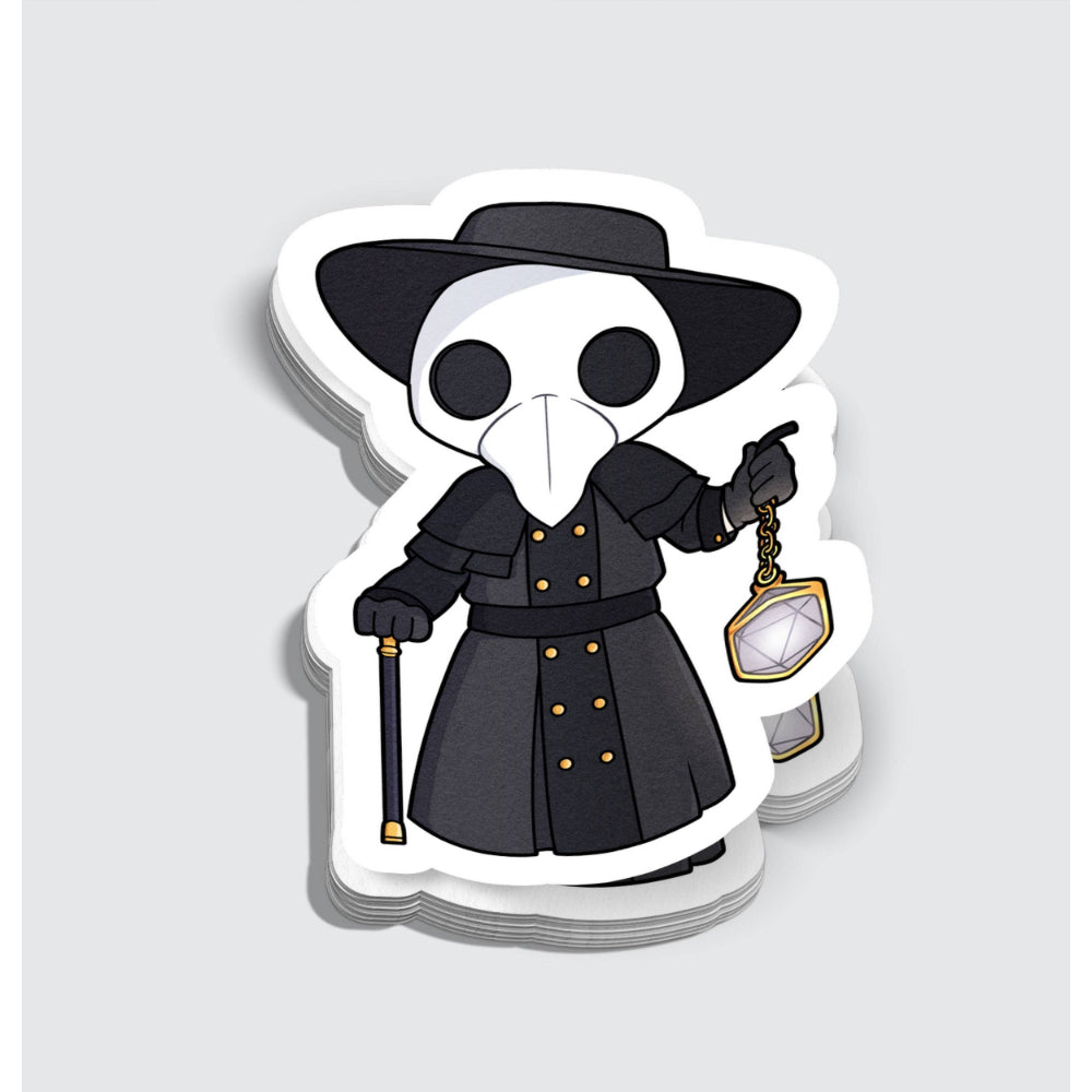 Chibi Plague Doctor With D20 Lantern Sticker