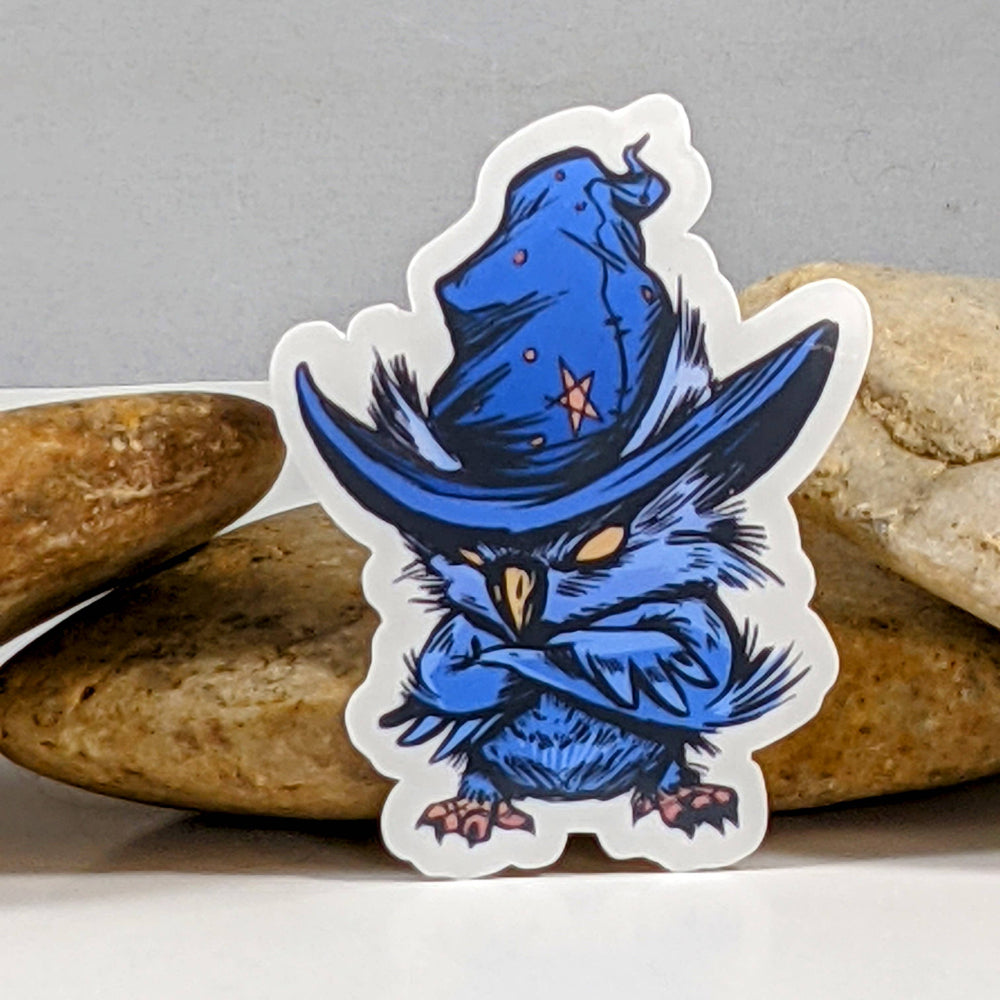 Chibi Wizard Crow Sticker