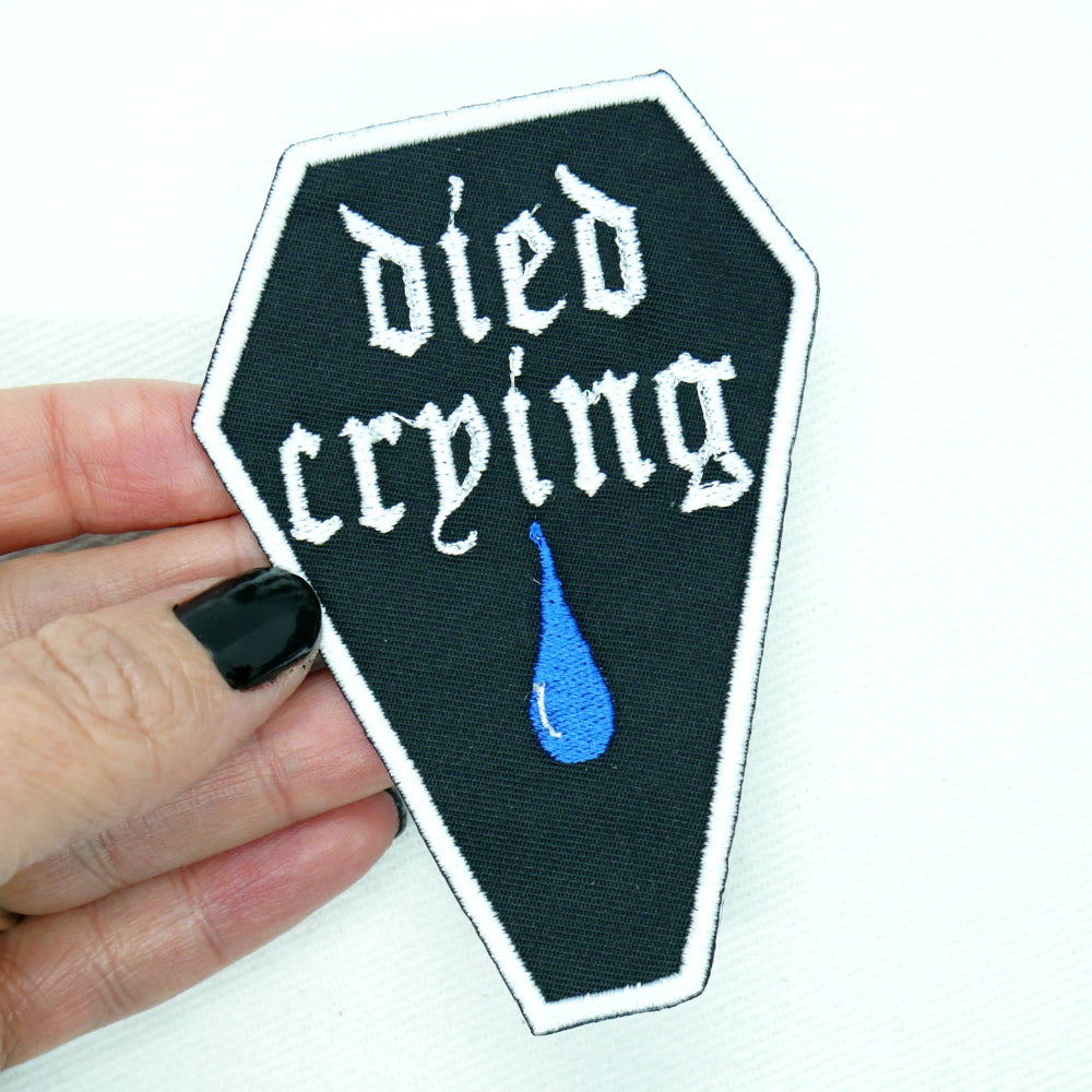 Died Crying Coffin Iron On Patch