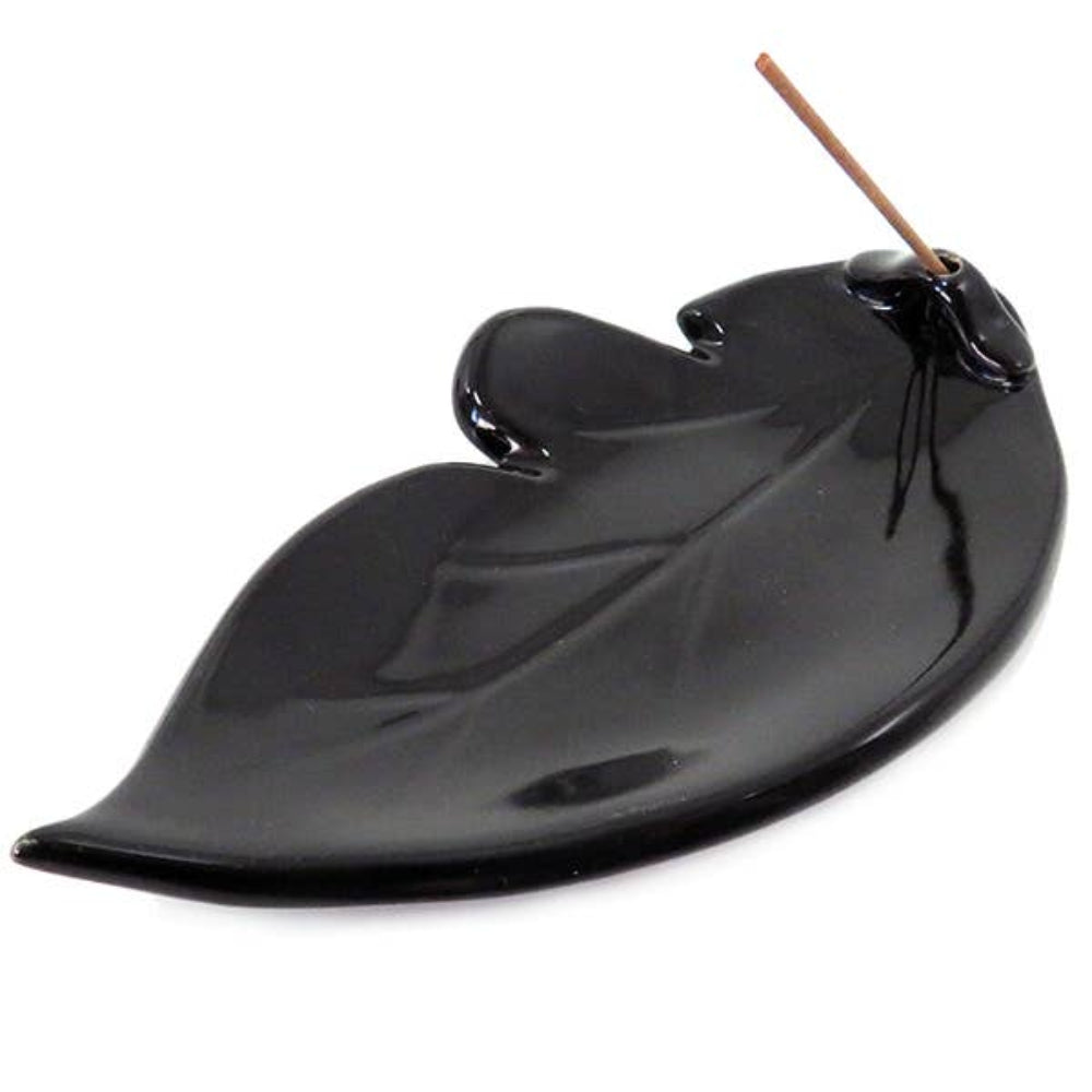 Ebony Ceramic Incense Leaf