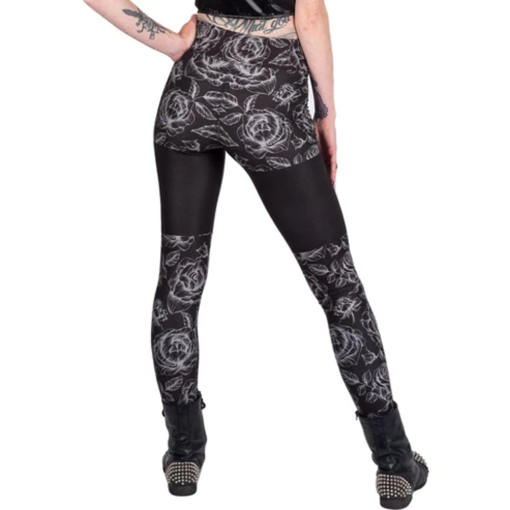 Gothic Rose Cross High Waist Leggings