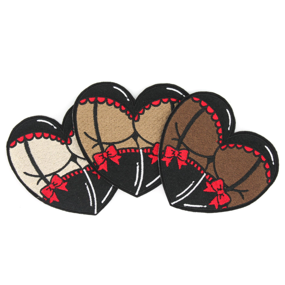 Gothic Booty Heart Embroidered Patch