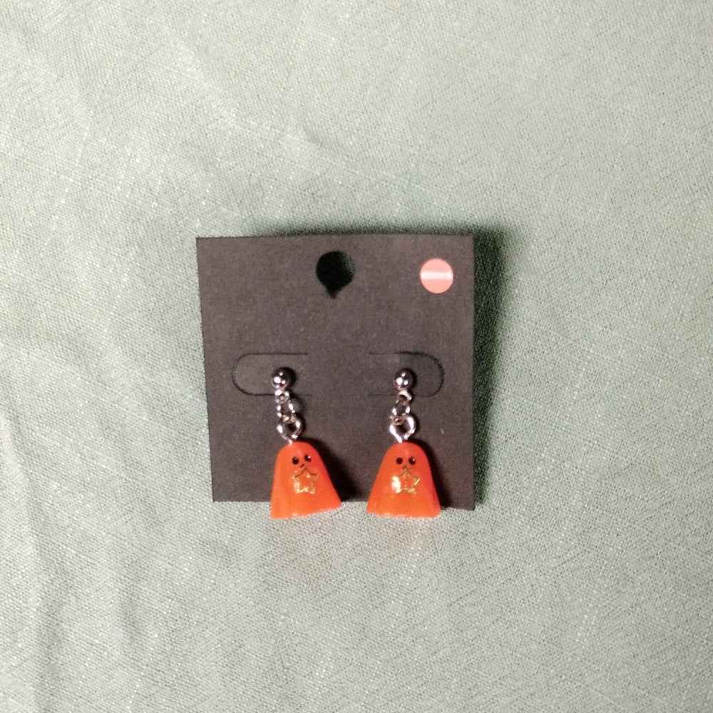 Handmade Ghost Earrings Orange