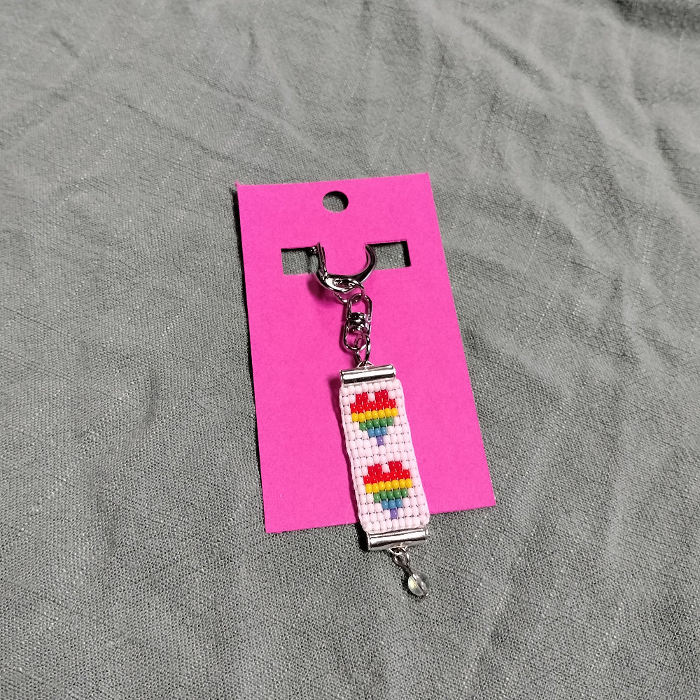Handmade Beaded Heart Keychain