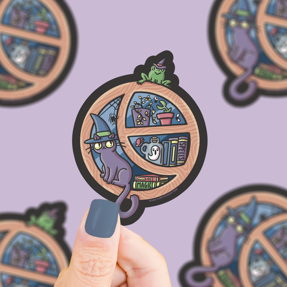 Moon Shelf Kitty Vinyl Sticker