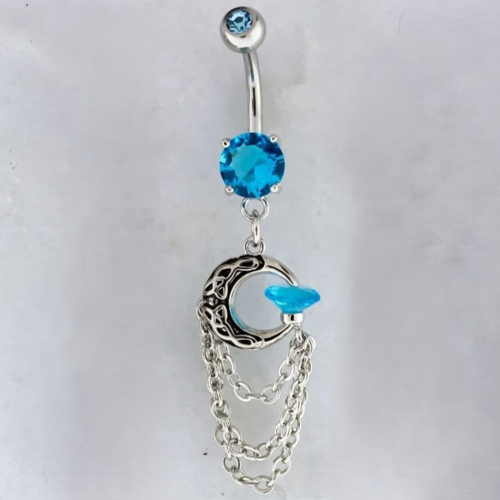 Navel Ring Moon with Chains