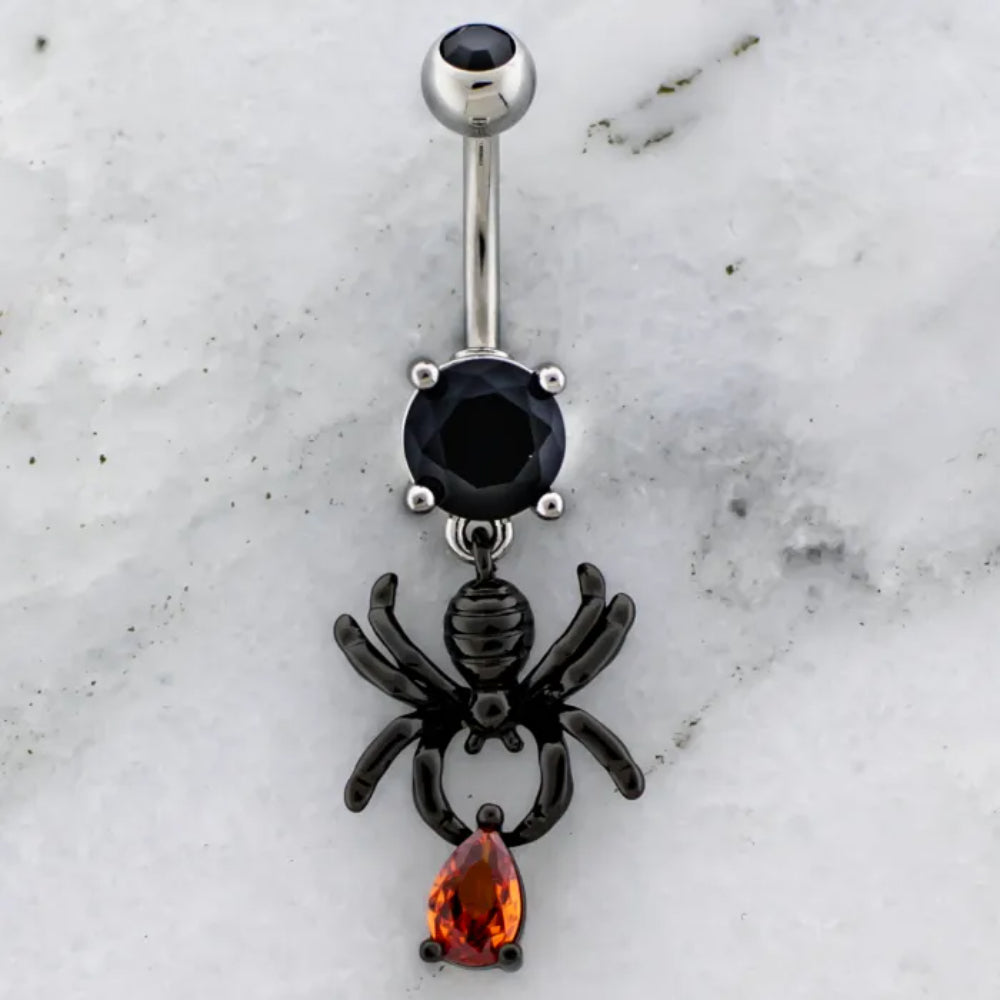 Navel Ring Spider and Teardrop Gem