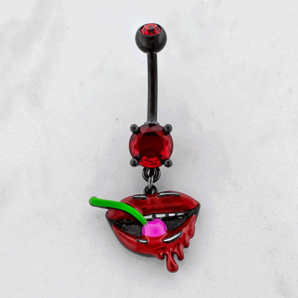 Navel Ring Lips with Cherry