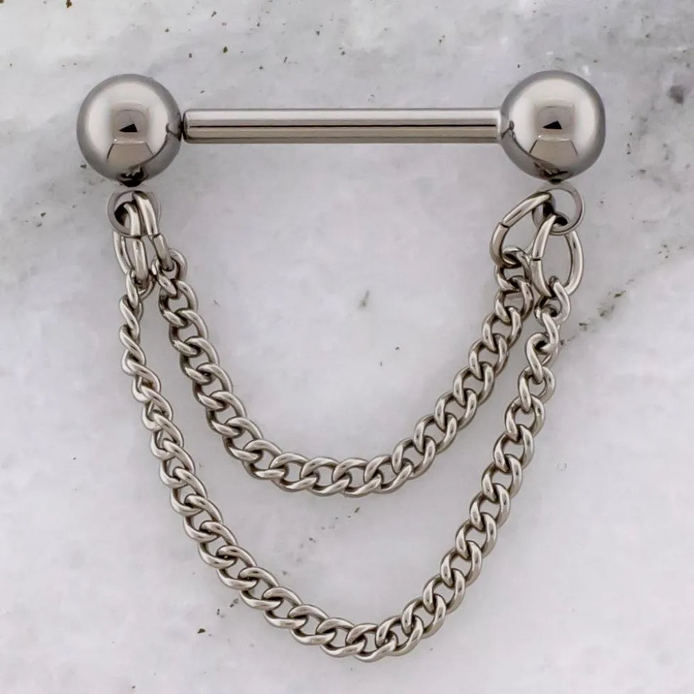 Nipple Ring Dangling Chains Threadless