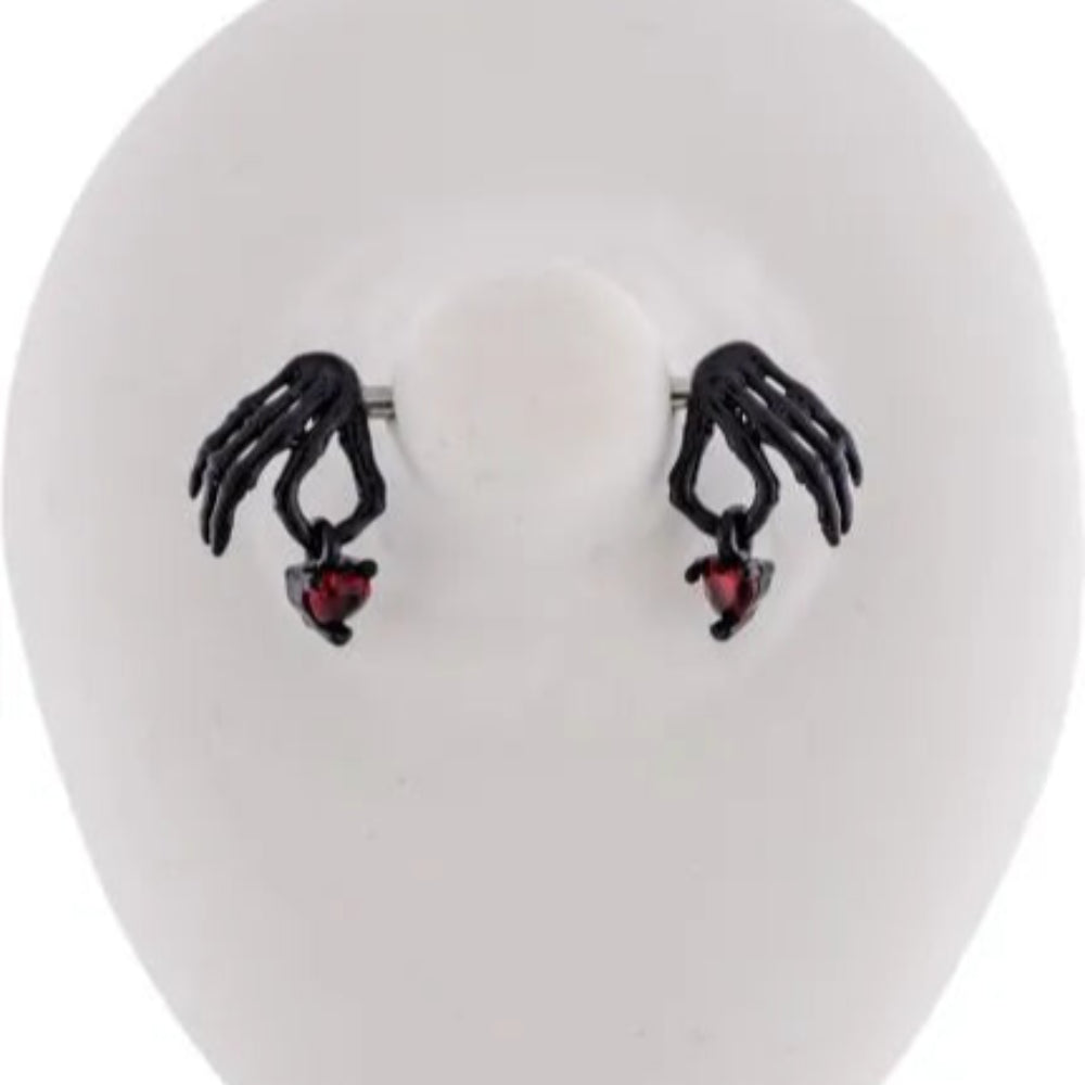Nipple Ring Skeleton Hands with Hearts