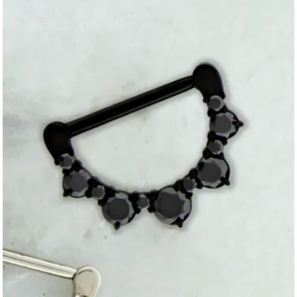 Nipple Ring Clicker Black Gems Black