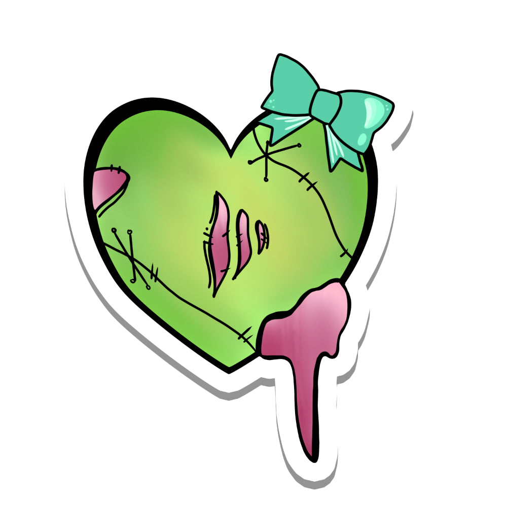 Pastel Goth Zombie Heart Vinyl Sticker