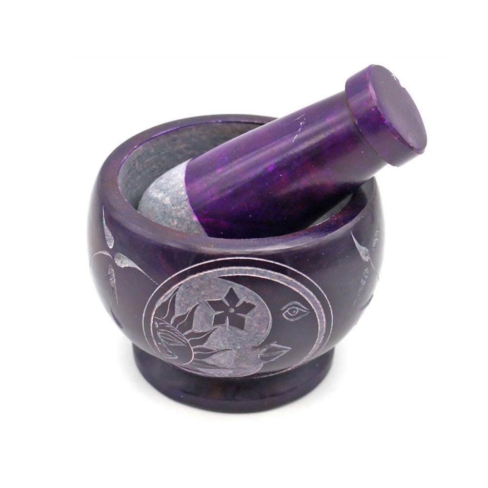 Purple Soapstone Mortar and Pestle Celestial