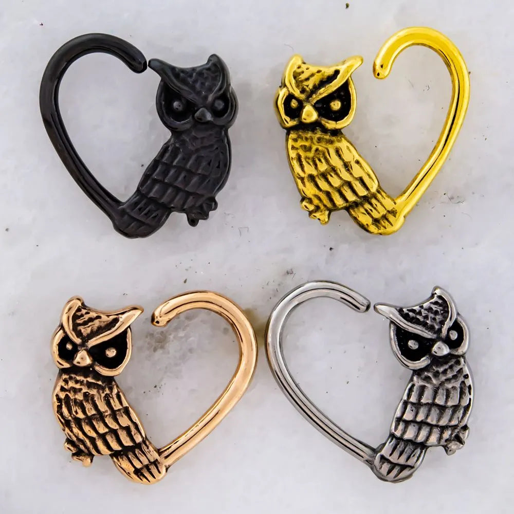 Seamless Ring 16g Owl Heart
