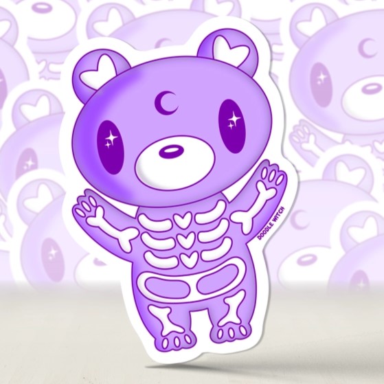 Skeleton Teddy Bear Sticker