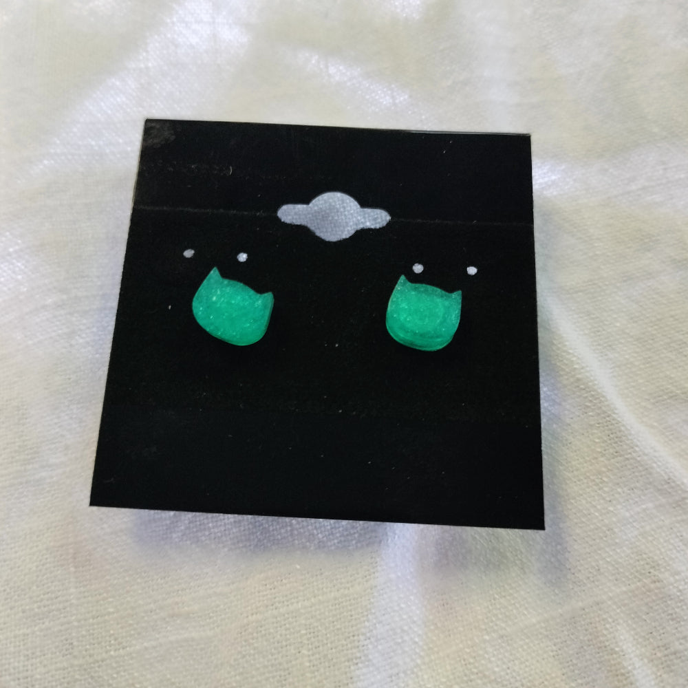 Handmade Cat Studs Small Green