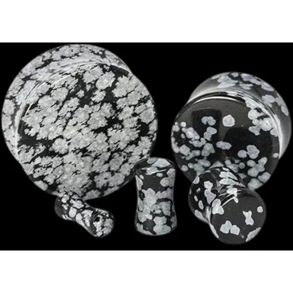 Snowflake Obsidian Double Flared Stone Plugs