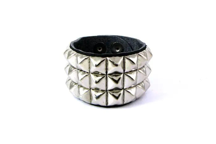 Silver Pyramid Studded Wristband
