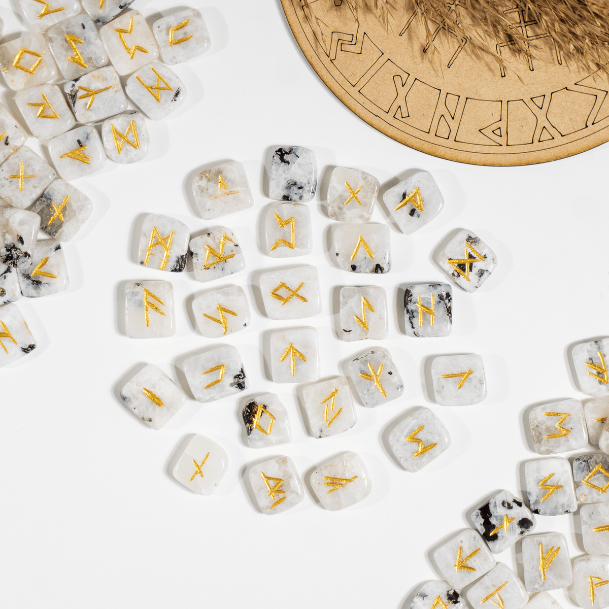 Futhark Rune Set Rainbow Moonstone