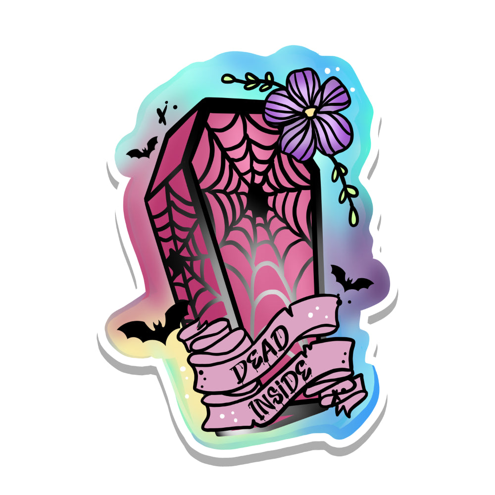 Dead Inside Pastel Goth Coffin Vinyl Sticker