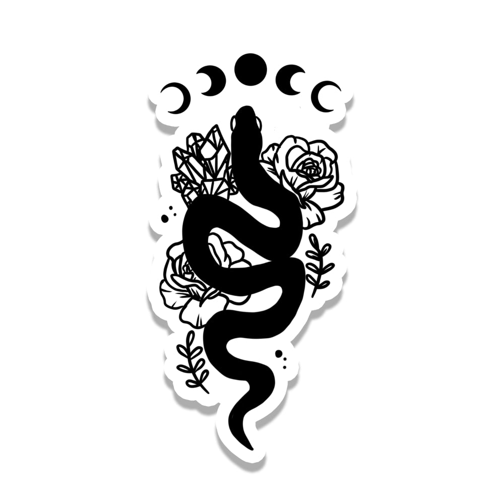Snake and Flowers Vinyl Sticker