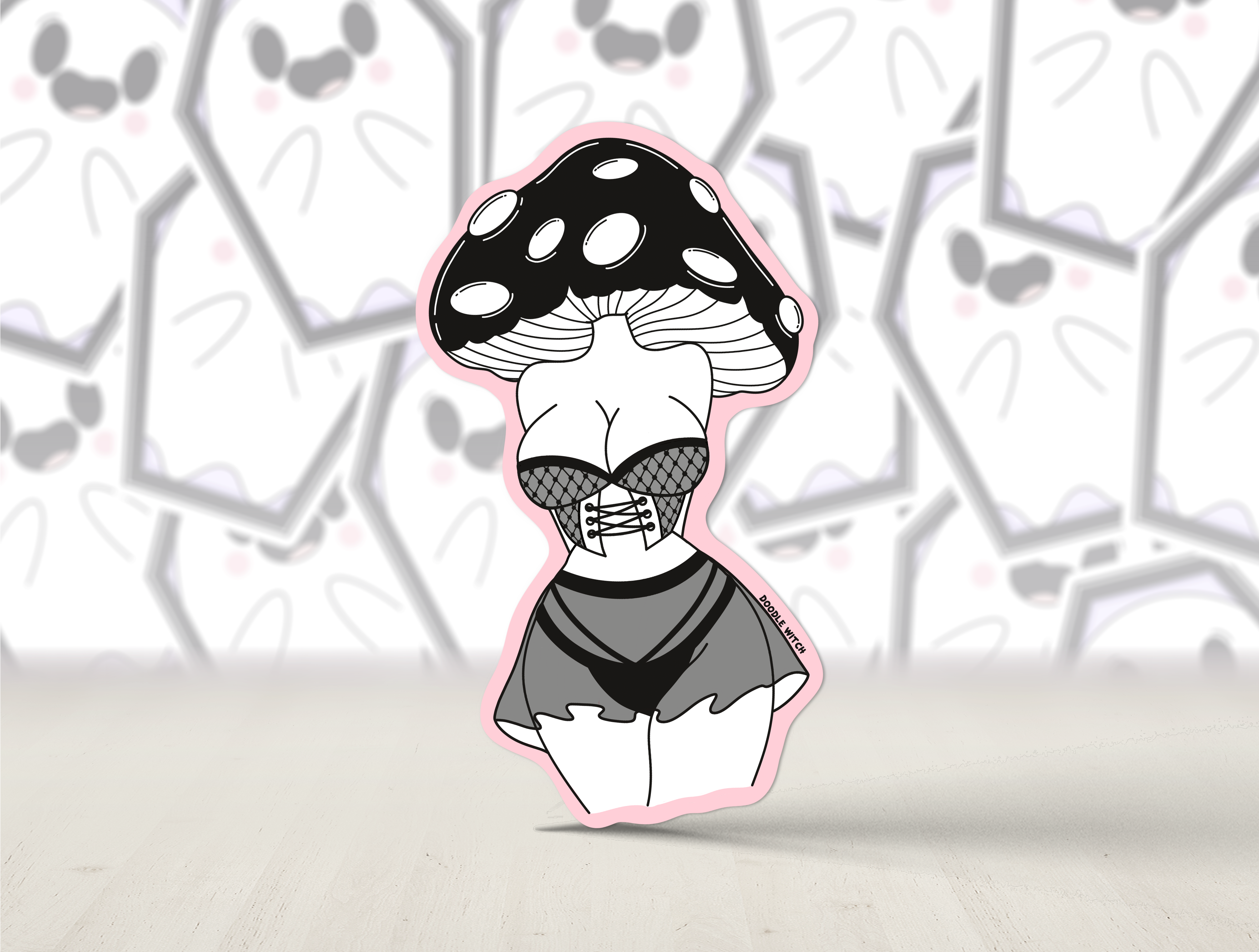 Mushroom Head Skirt Lingerie Sticker