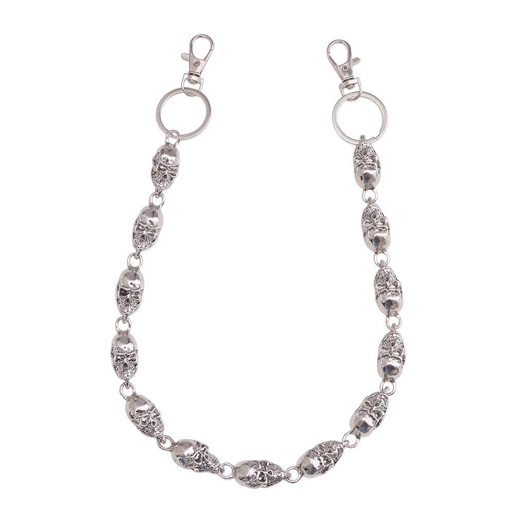 Skull Head Metal Chain Belt