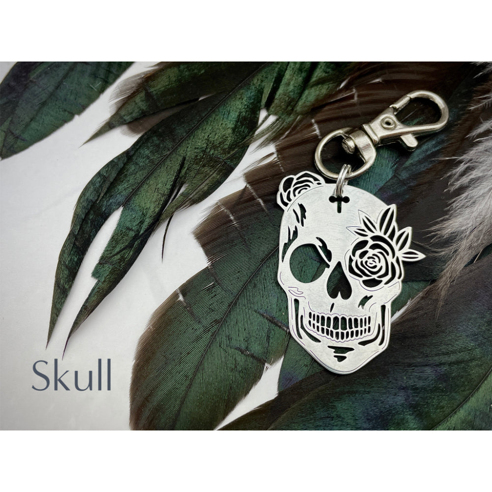 Silver Skull Keychain