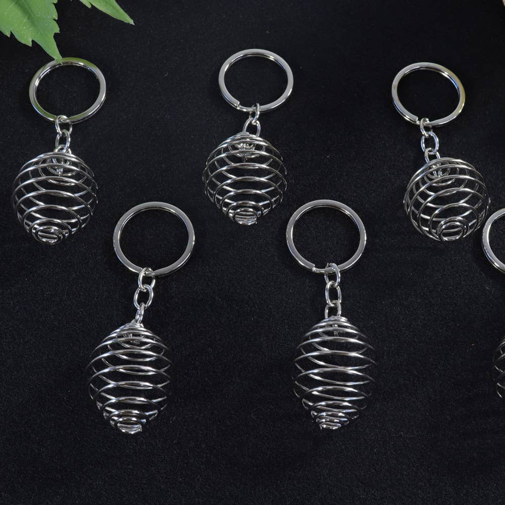 Silver Spiral Cage Keychain