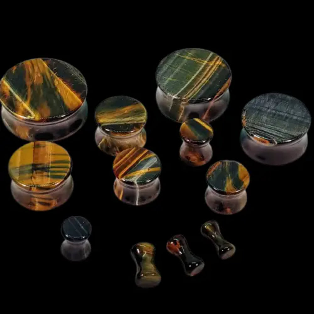 Tiger Eye Double Flared Stone Plugs