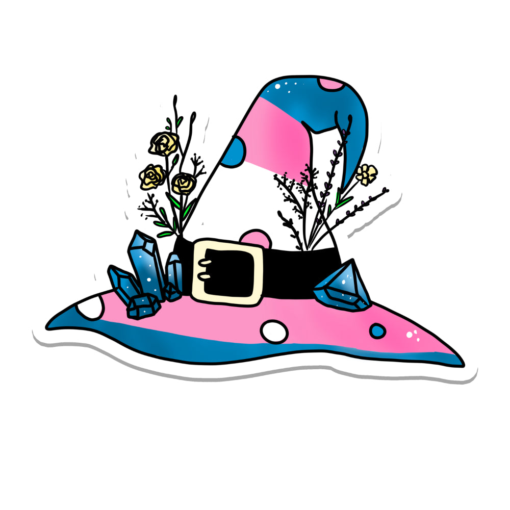 Pride Flag Witch Hat Vinyl Sticker Transgender
