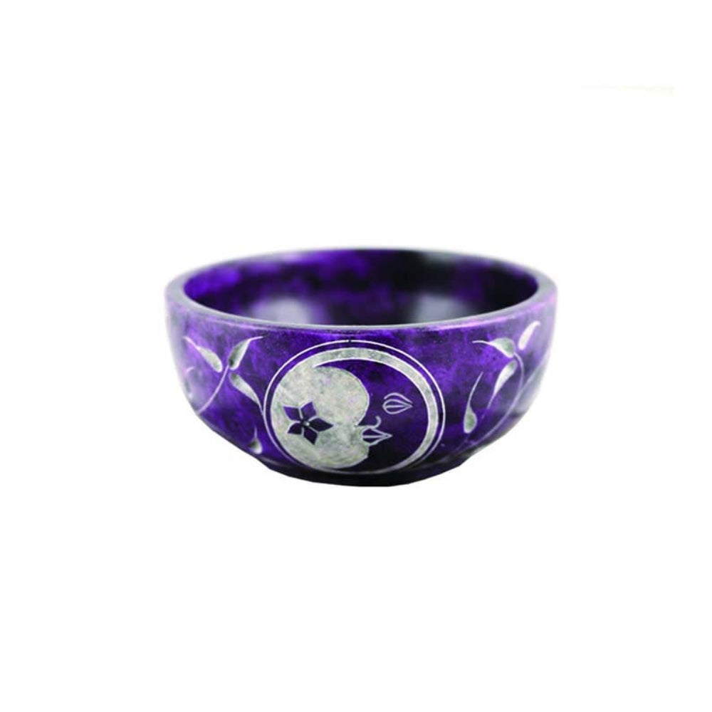 Stone Altar Bowl Purple Moon Hand Carved