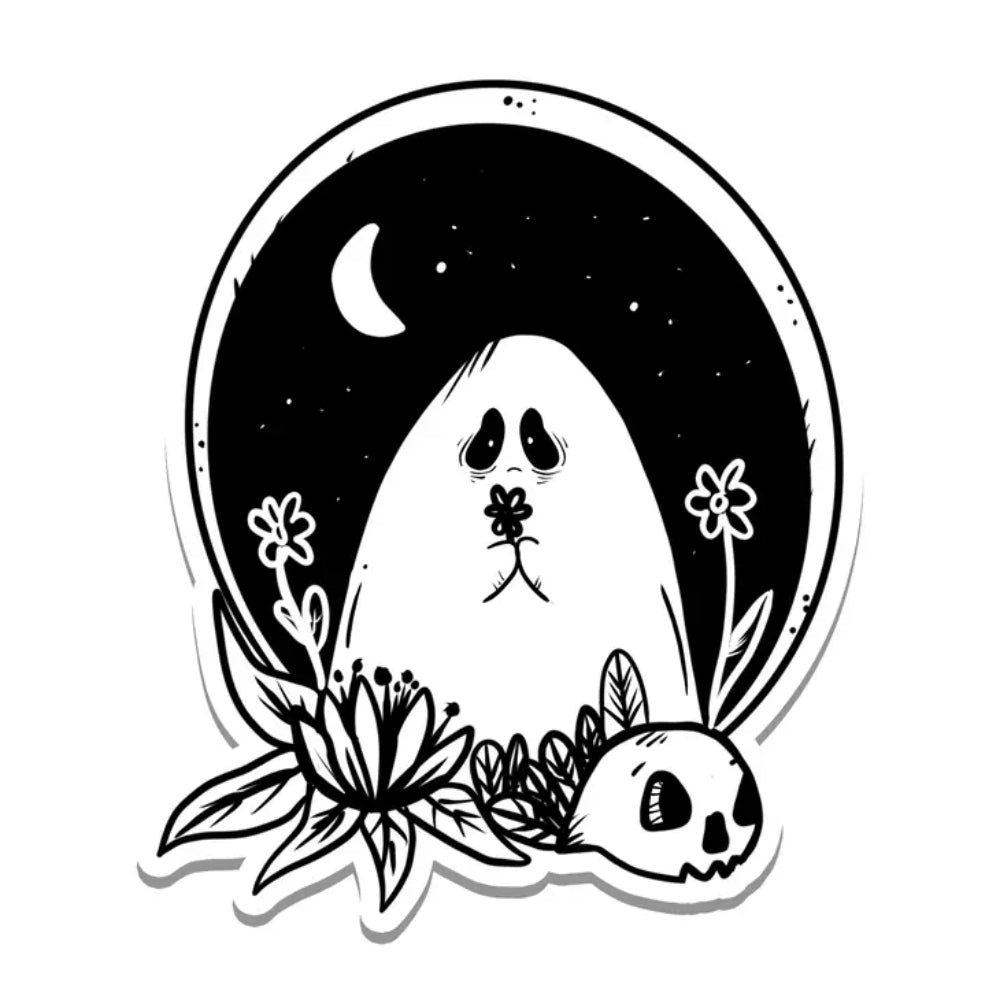 Black and White Ghost Vinyl Sticker