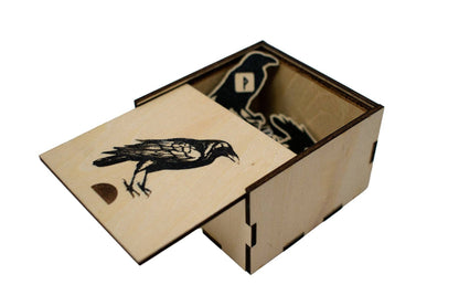 Wood Raven Rune Set with Storage Box