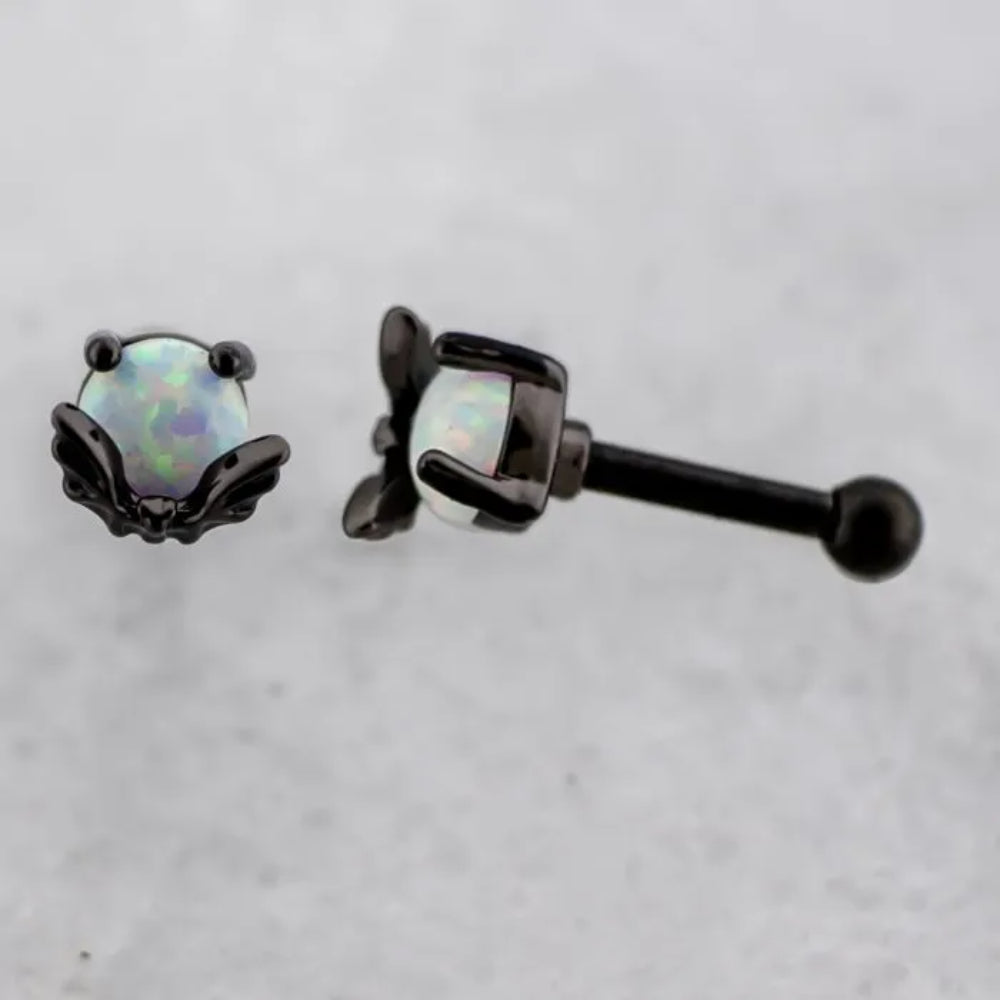 16g Barbell Bat and Opal Moon Jewelry Metal Mafia   