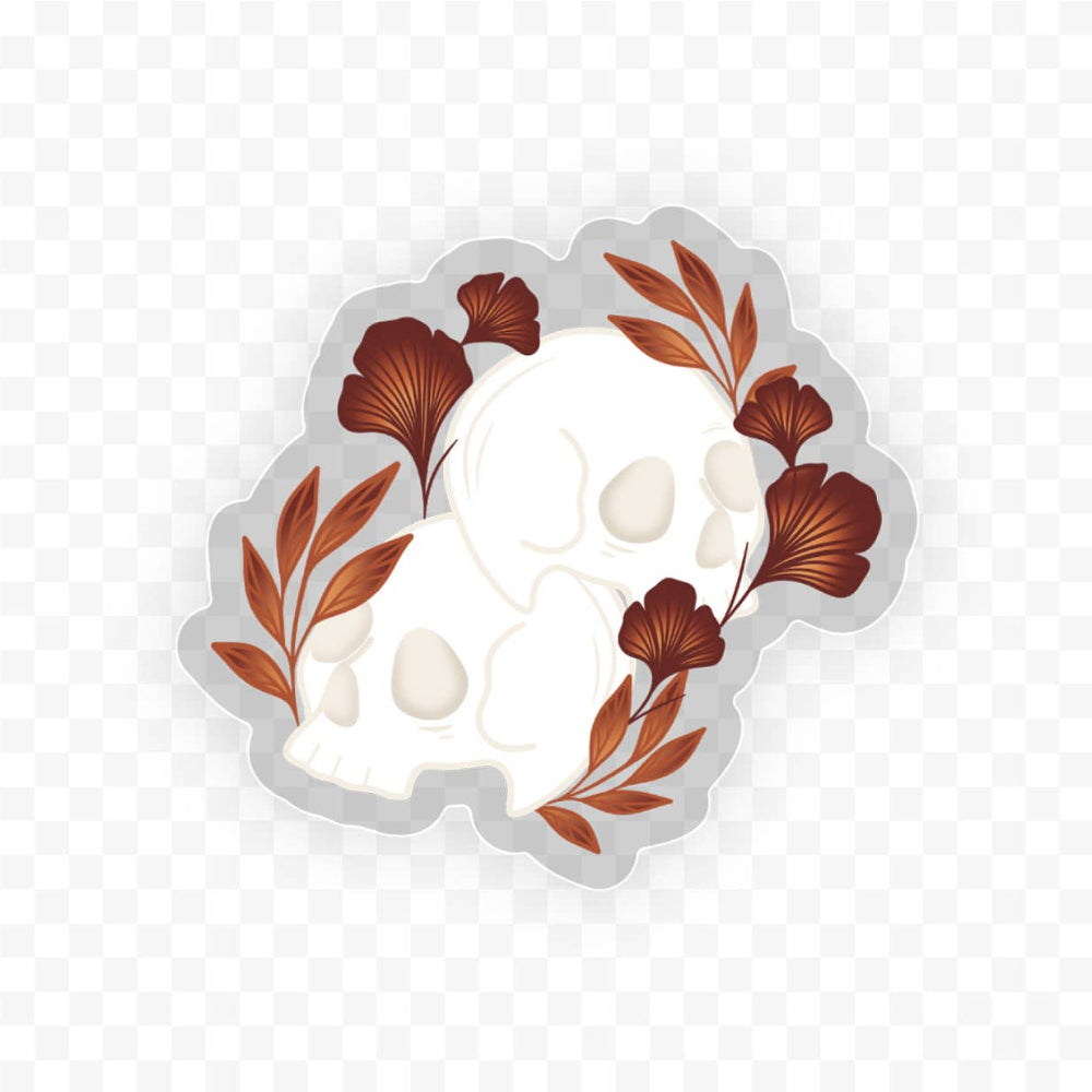 Fire Florals and Skulls Vinyl Sticker