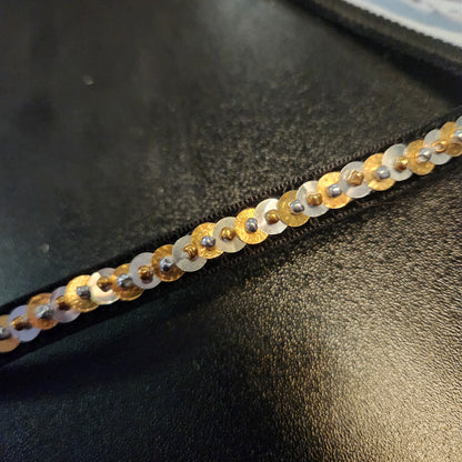 Ribbon Chokers with Handmade Sequins Silver and Gold on Black