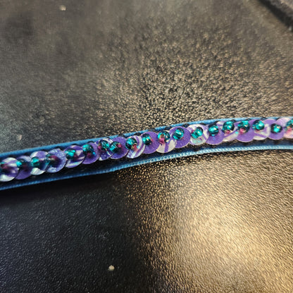 Ribbon Chokers with Handmade Sequins Purple and Teal