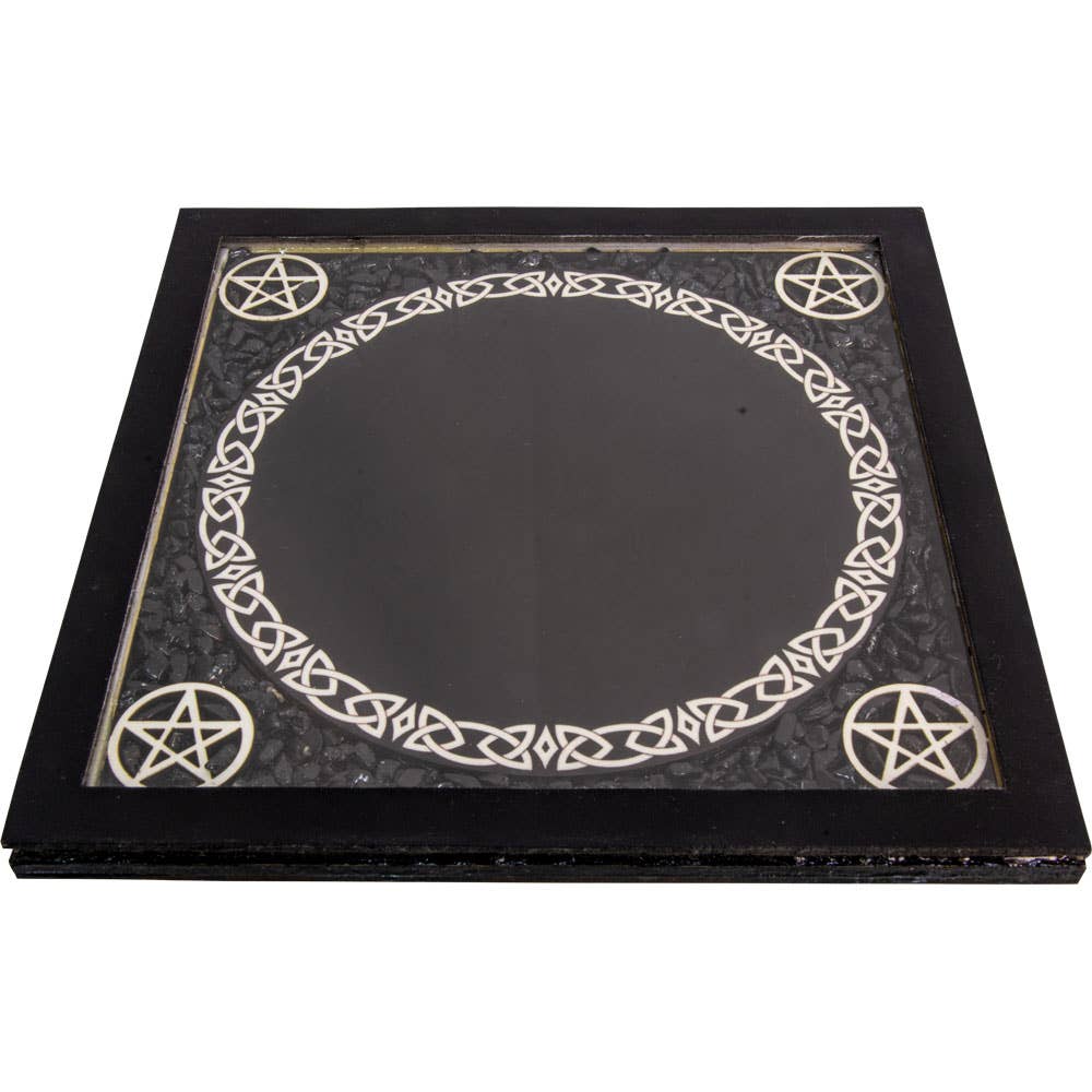 Scrying Mirror with Black Tourmaline Chips