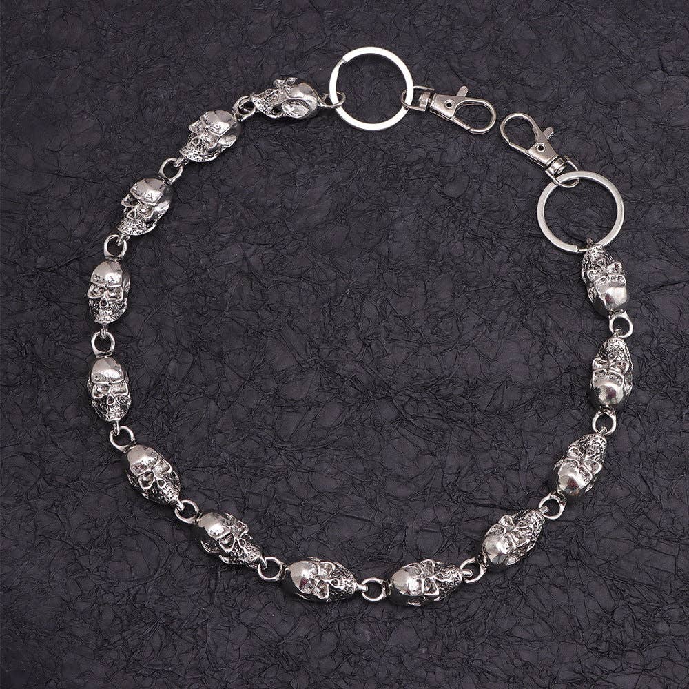 Skull Head Metal Chain Belt