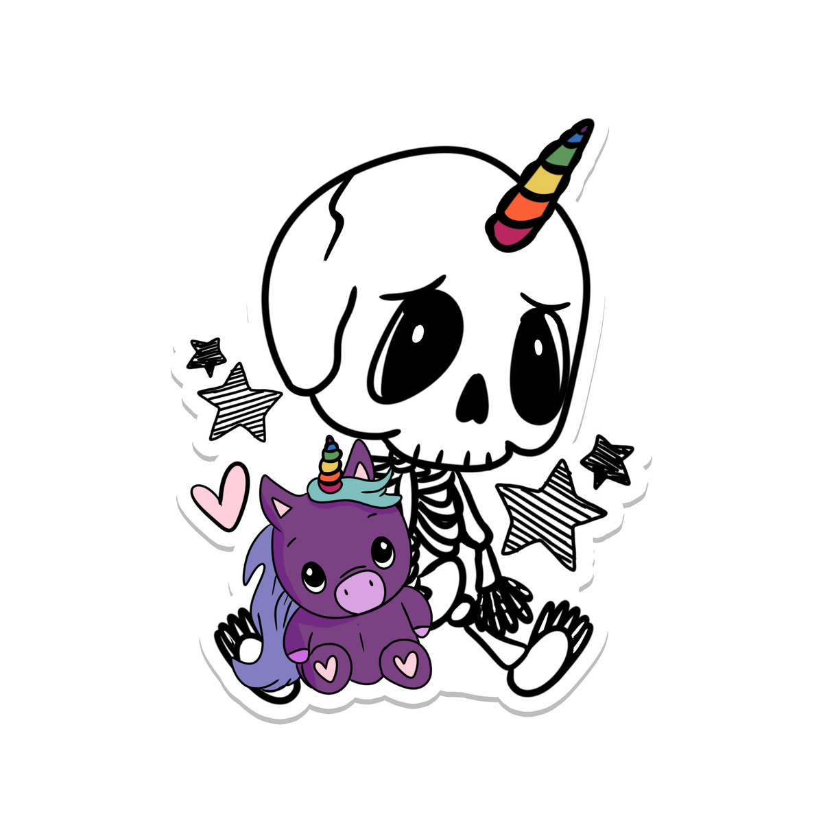 Skeleton with Unicorn Sticker