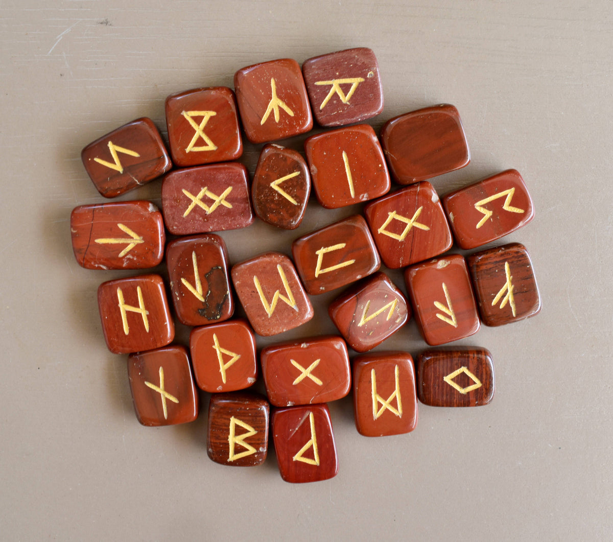 Red Jasper Futhark Rune Set