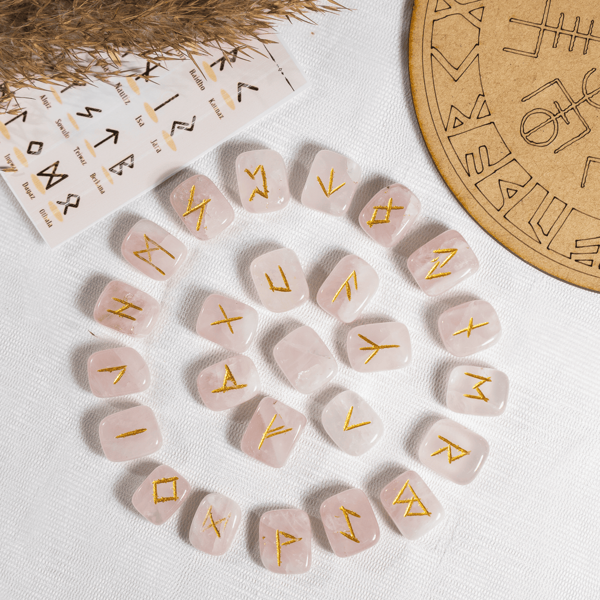 Futhark Rune Set Rose Quartz